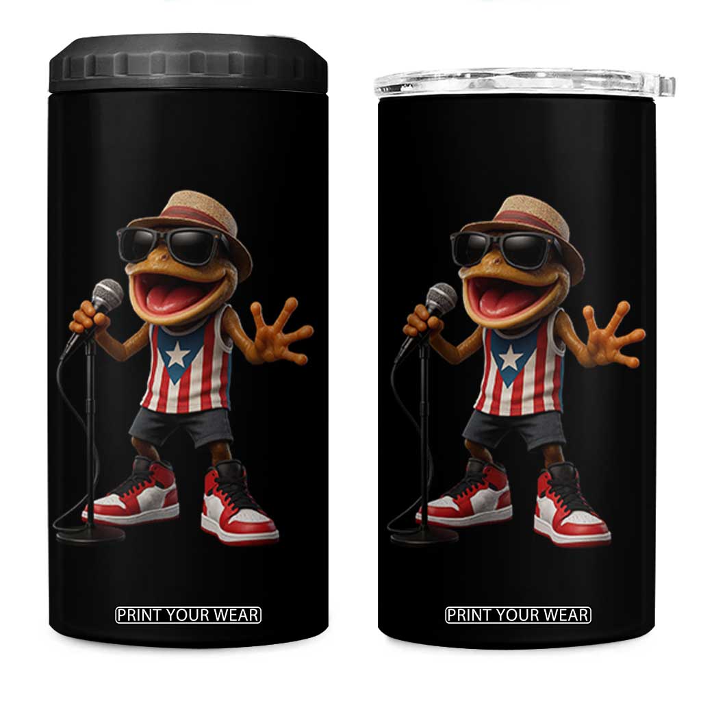 Coqui Puerto Rican Flag 4 in 1 Can Cooler Tumbler Taino Boricua Frog Singing TS10 One Size: 16 oz Black Print Your Wear
