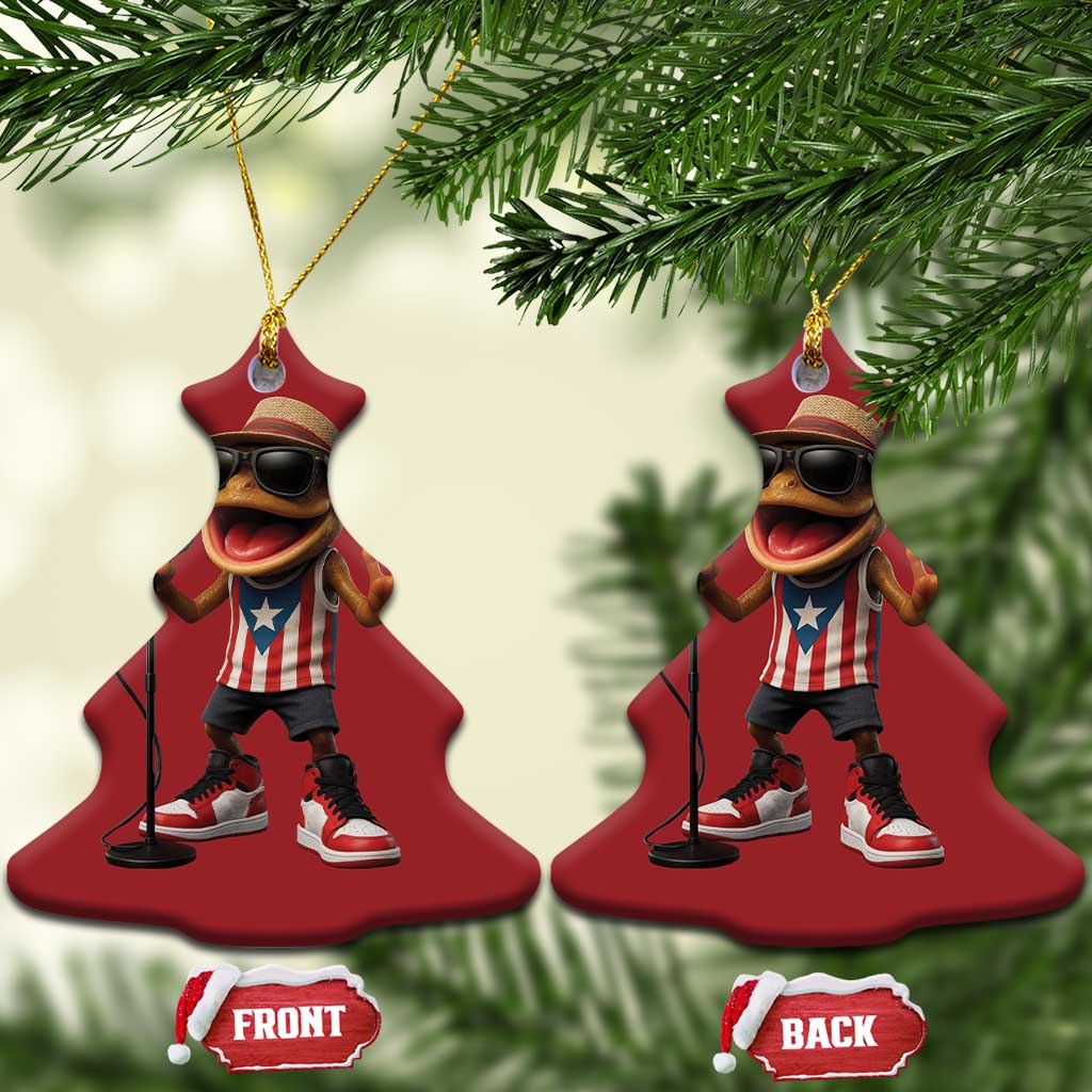 Coqui Puerto Rican Flag Christmas Ornament Taino Boricua Frog Singing TS10 Christmas Tree Red Print Your Wear