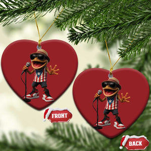 Coqui Puerto Rican Flag Christmas Ornament Taino Boricua Frog Singing TS10 Heart Red Print Your Wear