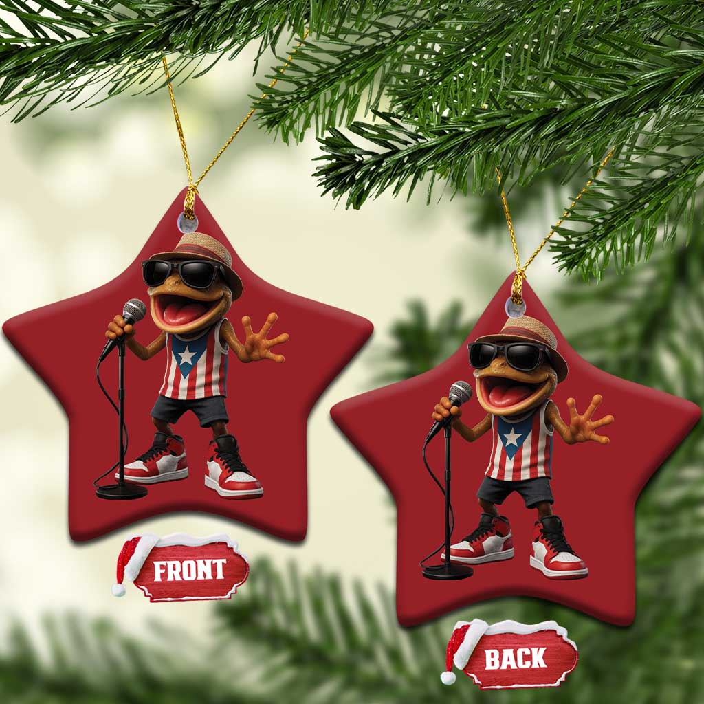 Coqui Puerto Rican Flag Christmas Ornament Taino Boricua Frog Singing TS10 Star Red Print Your Wear