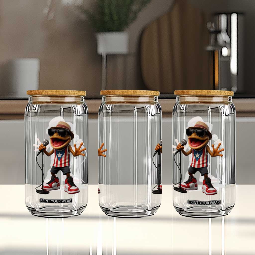 Coqui Puerto Rican Flag Glass Can Taino Boricua Frog Singing TS10 Print Your Wear