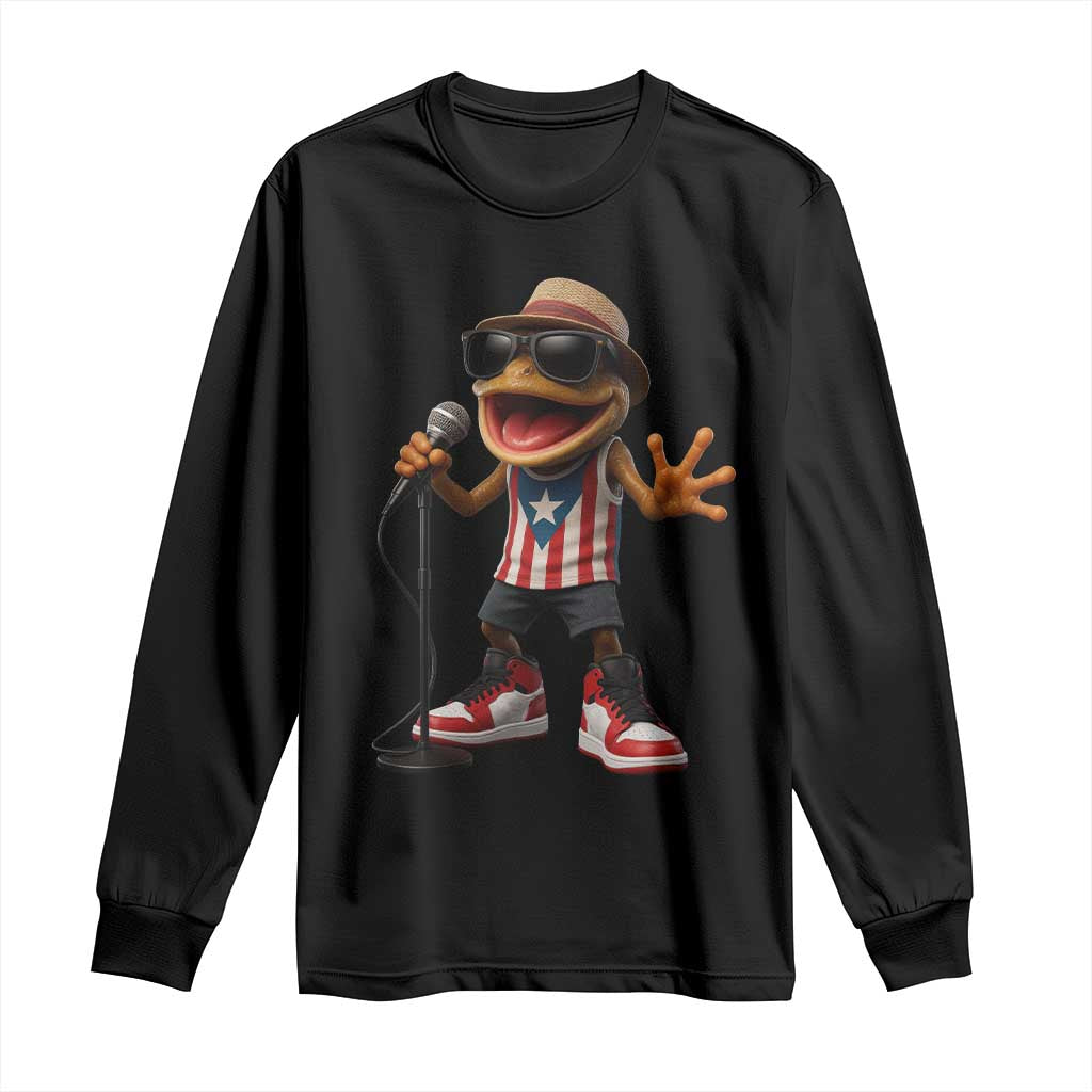 Coqui Puerto Rican Flag Long Sleeve Shirt Taino Boricua Frog Singing TS10 Black Print Your Wear
