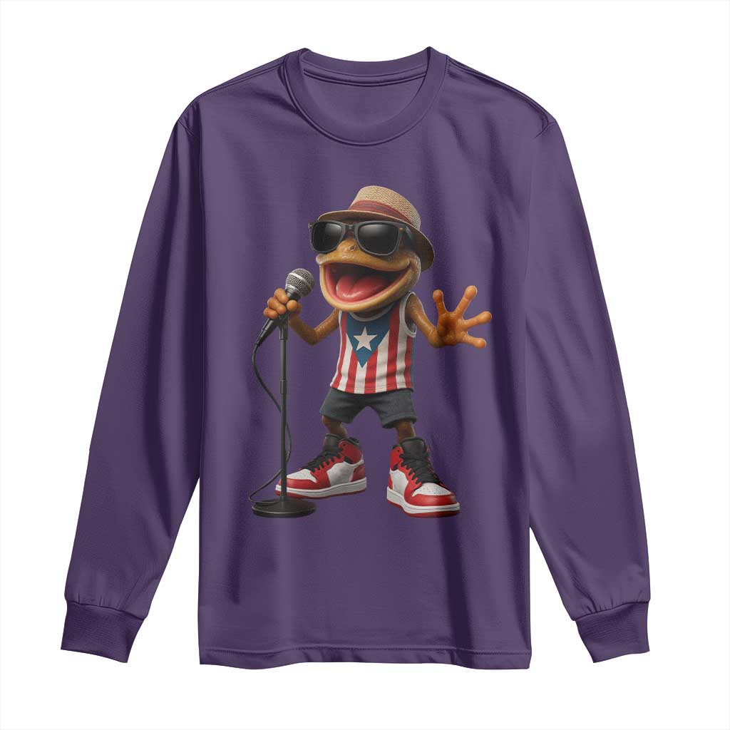 Coqui Puerto Rican Flag Long Sleeve Shirt Taino Boricua Frog Singing TS10 Purple Print Your Wear