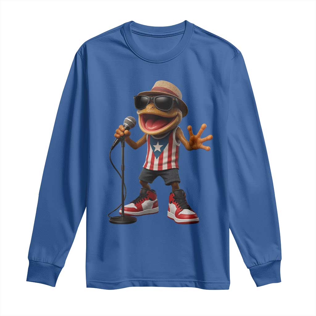 Coqui Puerto Rican Flag Long Sleeve Shirt Taino Boricua Frog Singing TS10 Royal Blue Print Your Wear