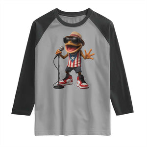 Coqui Puerto Rican Flag Raglan Shirt Taino Boricua Frog Singing TS10 Sport Gray Black Print Your Wear