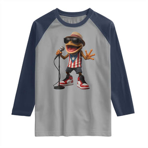 Coqui Puerto Rican Flag Raglan Shirt Taino Boricua Frog Singing TS10 Sport Gray Navy Print Your Wear