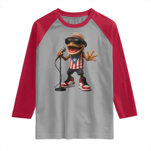 Coqui Puerto Rican Flag Raglan Shirt Taino Boricua Frog Singing TS10 Sport Gray Red Print Your Wear