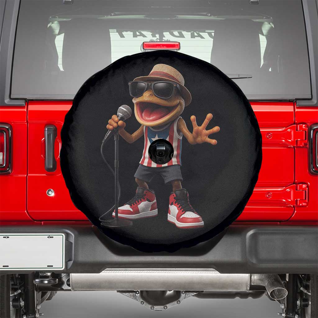 Coqui Puerto Rican Flag Spare Tire Cover Taino Boricua Frog Singing TS10 Black Print Your Wear