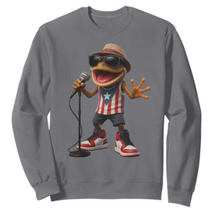 Coqui Puerto Rican Flag Sweatshirt Taino Boricua Frog Singing TS10 Charcoal Print Your Wear