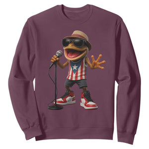 Coqui Puerto Rican Flag Sweatshirt Taino Boricua Frog Singing TS10 Maroon Print Your Wear