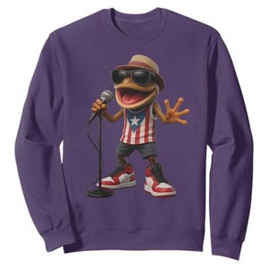 Coqui Puerto Rican Flag Sweatshirt Taino Boricua Frog Singing TS10 Purple Print Your Wear