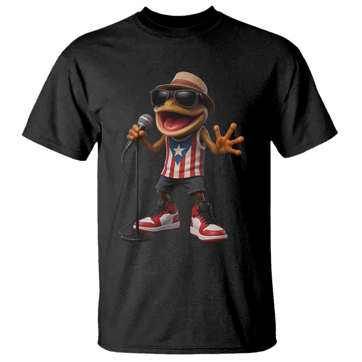Coqui Puerto Rican Flag T Shirt Taino Boricua Frog Singing TS10 Black Print Your Wear