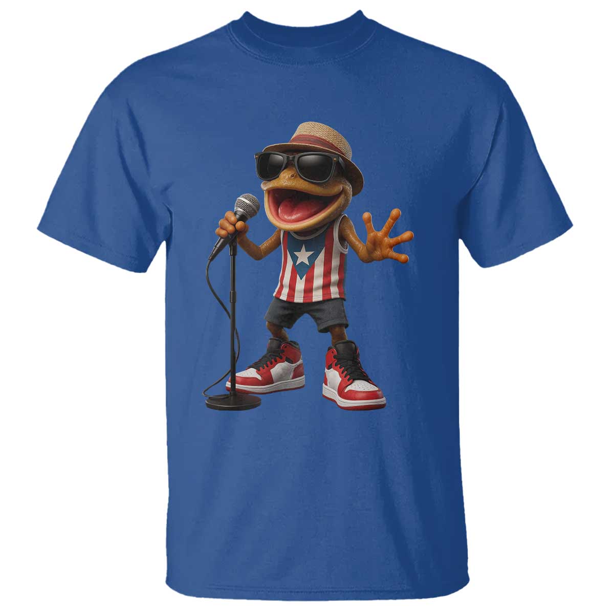 Coqui Puerto Rican Flag T Shirt Taino Boricua Frog Singing TS10 Royal Blue Print Your Wear