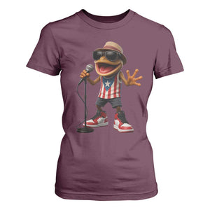 Coqui Puerto Rican Flag T Shirt For Women Taino Boricua Frog Singing TS10 Maroon Print Your Wear