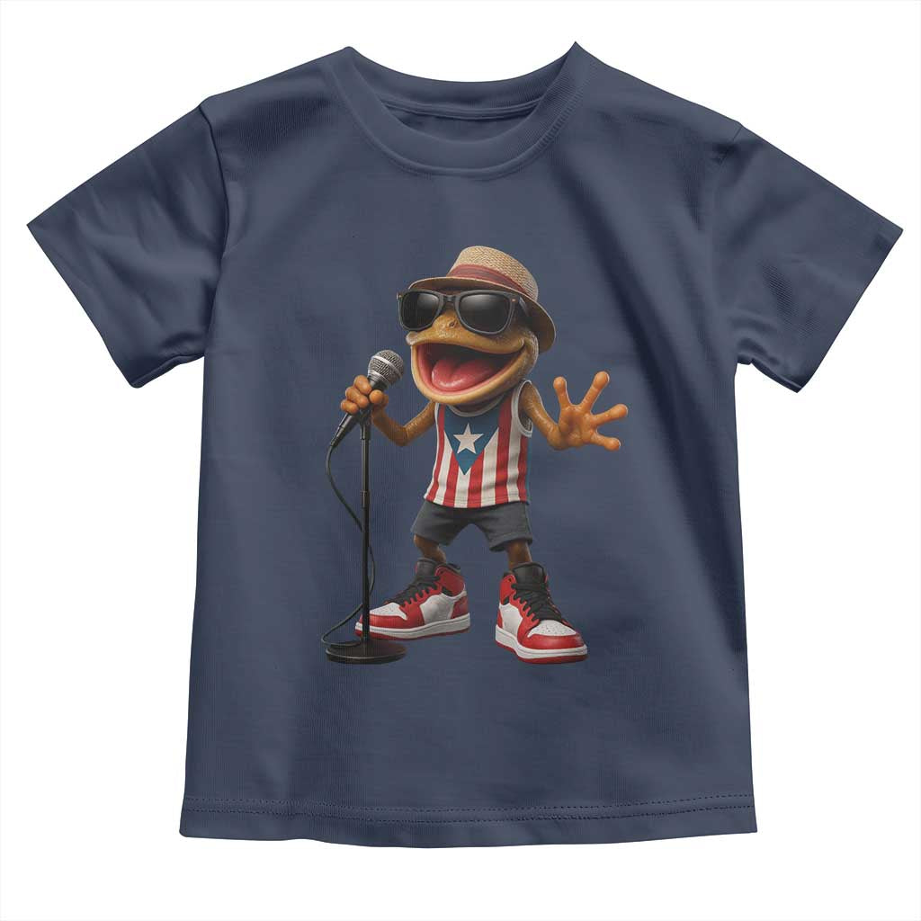 Coqui Puerto Rican Flag Toddler T Shirt Taino Boricua Frog Singing TS10 Navy Print Your Wear