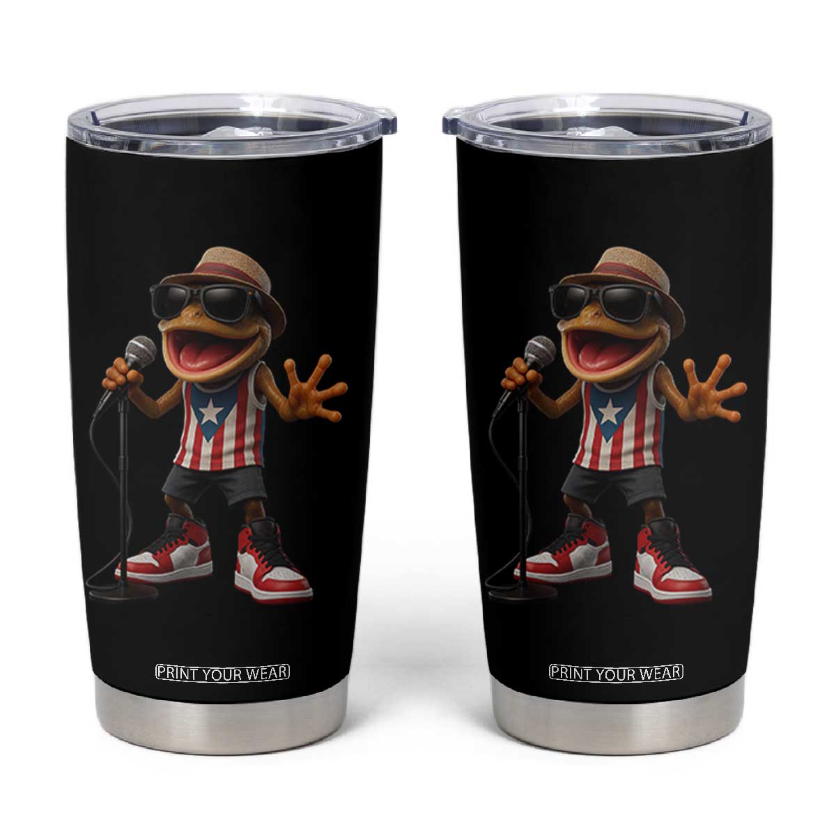Coqui Puerto Rican Flag Tumbler Cup Taino Boricua Frog Singing TS10 Black Print Your Wear