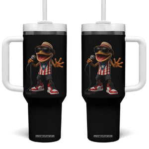 Coqui Puerto Rican Flag Tumbler With Handle Taino Boricua Frog Singing TS10 One Size: 40 oz Black Print Your Wear