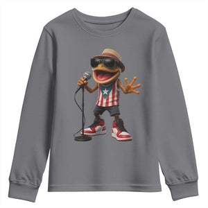Coqui Puerto Rican Flag Youth Sweatshirt Taino Boricua Frog Singing TS10 Charcoal Print Your Wear