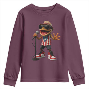 Coqui Puerto Rican Flag Youth Sweatshirt Taino Boricua Frog Singing TS10 Maroon Print Your Wear