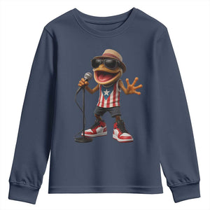 Coqui Puerto Rican Flag Youth Sweatshirt Taino Boricua Frog Singing TS10 Navy Print Your Wear
