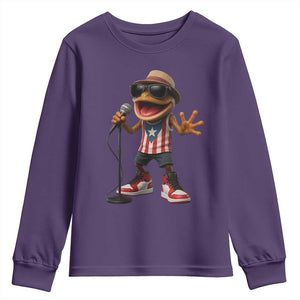 Coqui Puerto Rican Flag Youth Sweatshirt Taino Boricua Frog Singing TS10 Purple Print Your Wear
