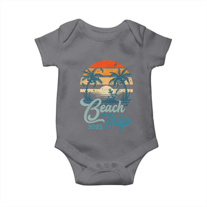 Beach Trip 2025 Baby Onesie Summer Vacation Vintage 70's Retro TS10 Charcoal Print Your Wear