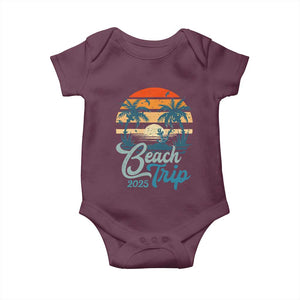 Beach Trip 2025 Baby Onesie Summer Vacation Vintage 70's Retro TS10 Maroon Print Your Wear
