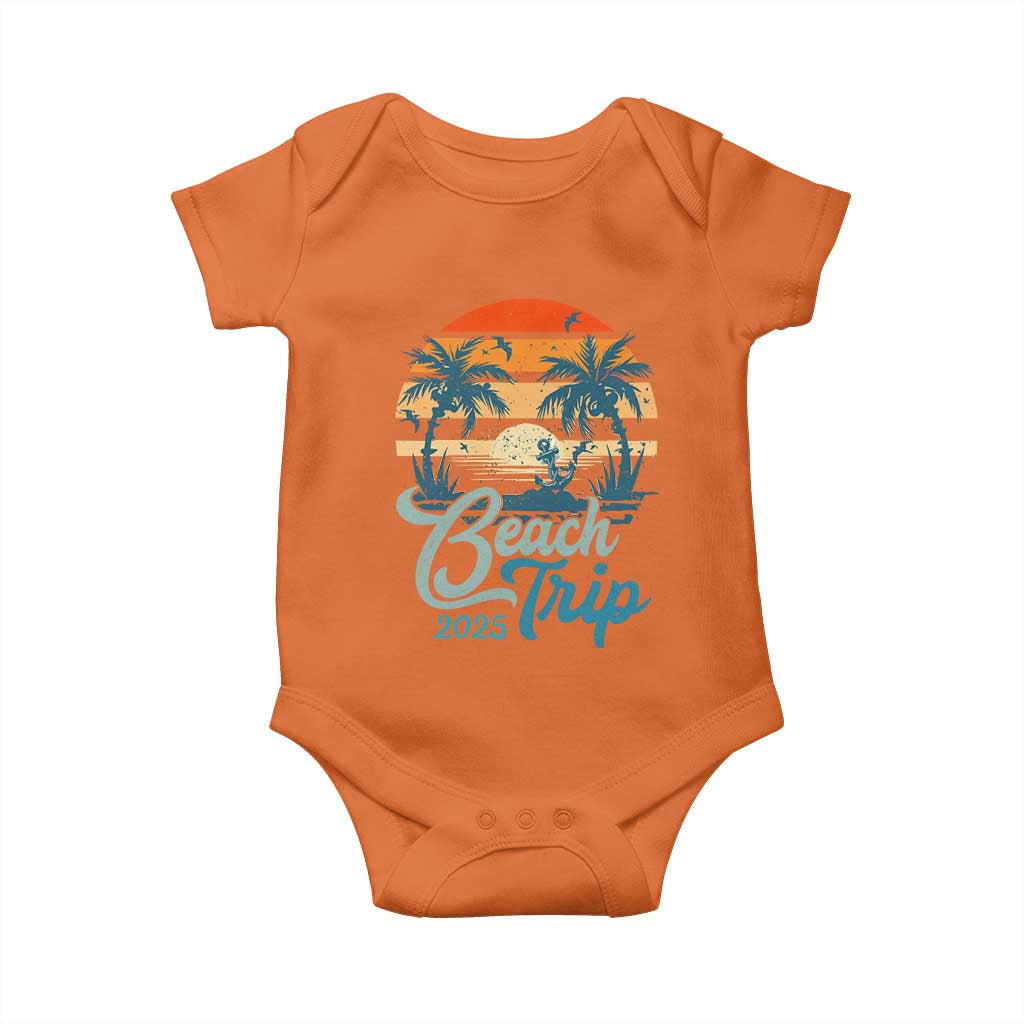 Beach Trip 2025 Baby Onesie Summer Vacation Vintage 70's Retro TS10 Orange Print Your Wear