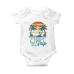 Beach Trip 2025 Baby Onesie Summer Vacation Vintage 70's Retro TS10 White Print Your Wear