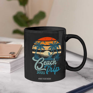 Beach Trip 2025 Coffee Mug Summer Vacation Vintage 70's Retro TS10 Print Your Wear