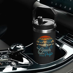 Beach Trip 2025 Flip Straw Tumbler Summer Vacation Vintage 70's Retro TS10 Print Your Wear