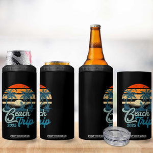 Beach Trip 2025 4 in 1 Can Cooler Tumbler Summer Vacation Vintage 70's Retro TS10 Print Your Wear