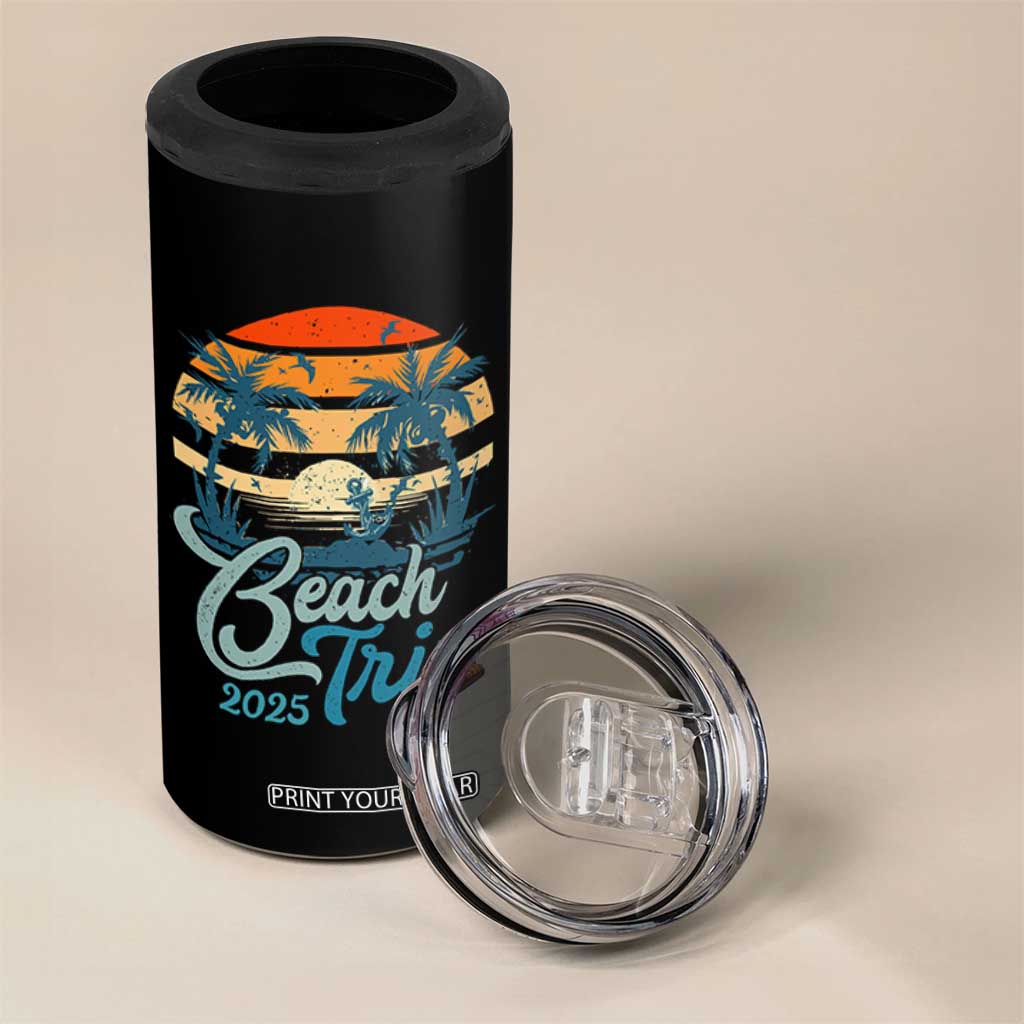 Beach Trip 2025 4 in 1 Can Cooler Tumbler Summer Vacation Vintage 70's Retro TS10 Print Your Wear