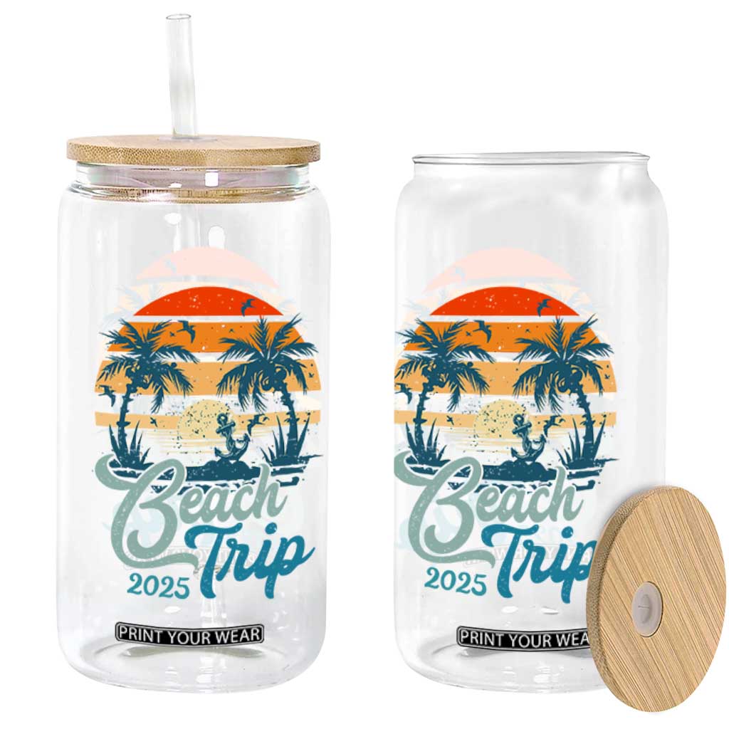 Beach Trip 2025 Glass Can Summer Vacation Vintage 70's Retro TS10 Print Your Wear