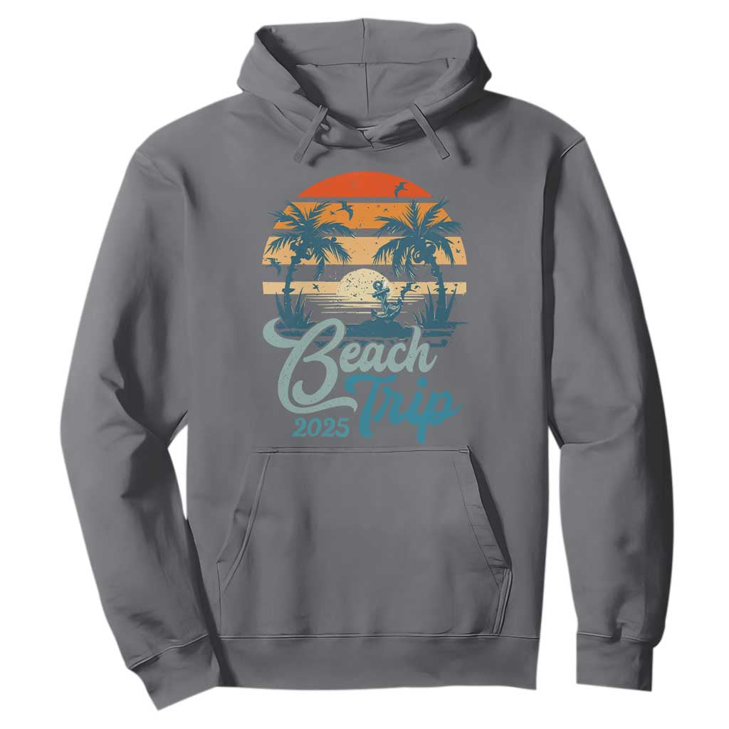 Beach Trip 2025 Hoodie Summer Vacation Vintage 70's Retro TS10 Charcoal Print Your Wear