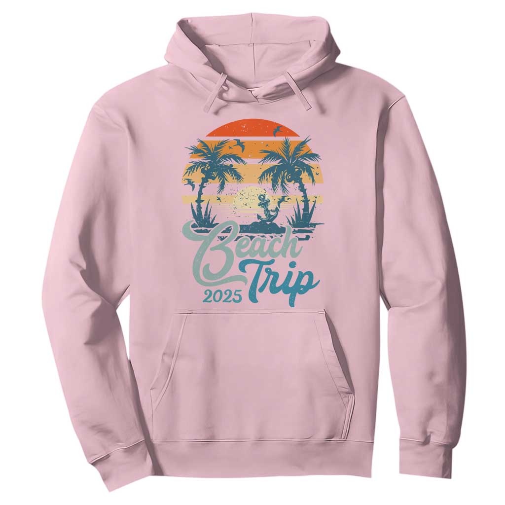 Beach Trip 2025 Hoodie Summer Vacation Vintage 70's Retro TS10 Light Pink Print Your Wear