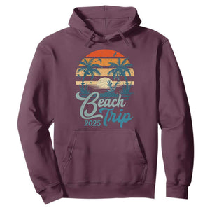 Beach Trip 2025 Hoodie Summer Vacation Vintage 70's Retro TS10 Maroon Print Your Wear