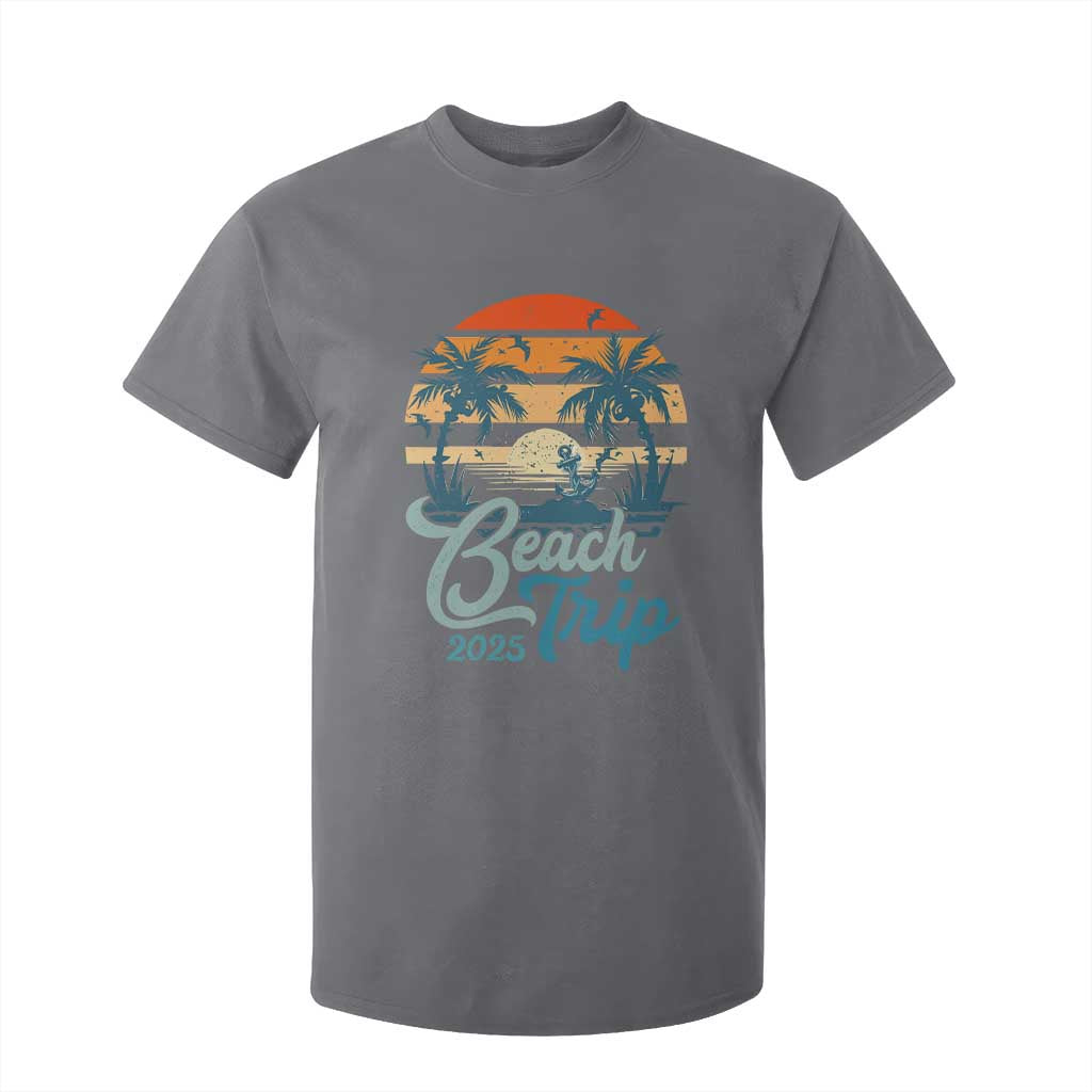 Beach Trip 2025 T Shirt For Kid Summer Vacation Vintage 70's Retro TS10 Charcoal Print Your Wear