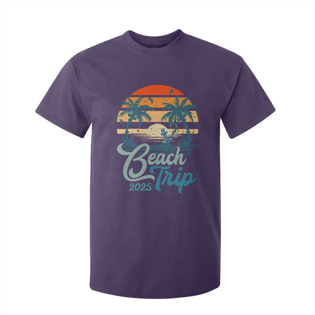 Beach Trip 2025 T Shirt For Kid Summer Vacation Vintage 70's Retro TS10 Purple Print Your Wear