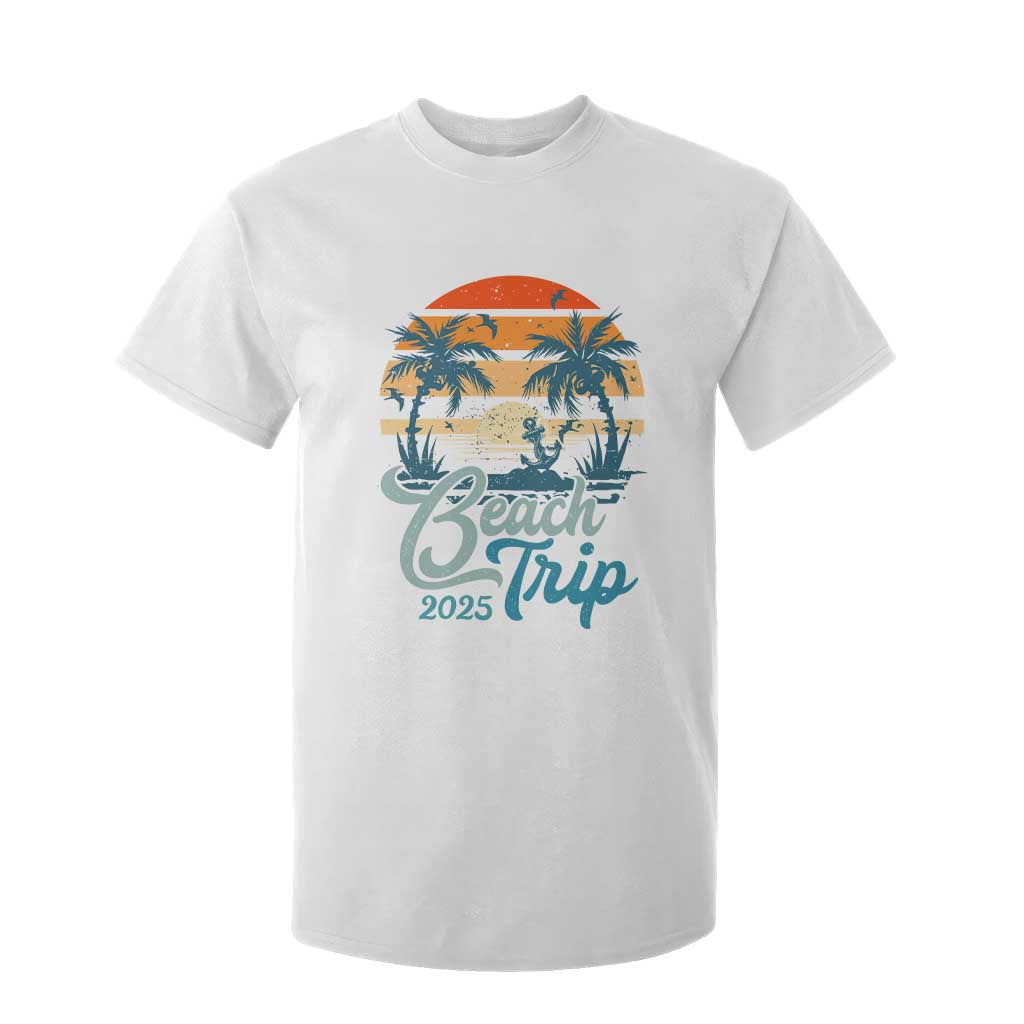 Beach Trip 2025 T Shirt For Kid Summer Vacation Vintage 70's Retro TS10 White Print Your Wear