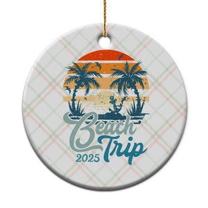Beach Trip 2025 Ceramic Ornament Summer Vacation Vintage 70's Retro TS10 1pc Christmas Plaid Print Your Wear