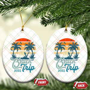 Beach Trip 2025 Ceramic Ornament Summer Vacation Vintage 70's Retro TS10 Print Your Wear