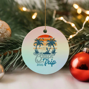 Beach Trip 2025 Ceramic Ornament Summer Vacation Vintage 70's Retro TS10 1pc Pastel Print Your Wear