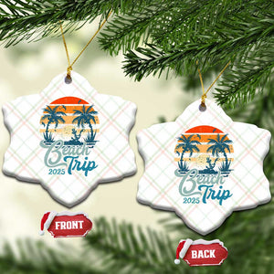 Beach Trip 2025 Ceramic Ornament Summer Vacation Vintage 70's Retro TS10 Print Your Wear