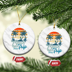Beach Trip 2025 Ceramic Ornament Summer Vacation Vintage 70's Retro TS10 1pc White Marble Print Your Wear