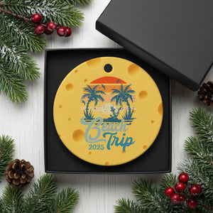 Beach Trip 2025 Ceramic Ornament Summer Vacation Vintage 70's Retro TS10 1pc Yellow Cheese Print Your Wear