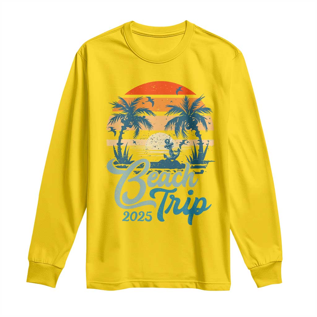 Beach Trip 2025 Long Sleeve Shirt Summer Vacation Vintage 70's Retro TS10 Daisy Print Your Wear
