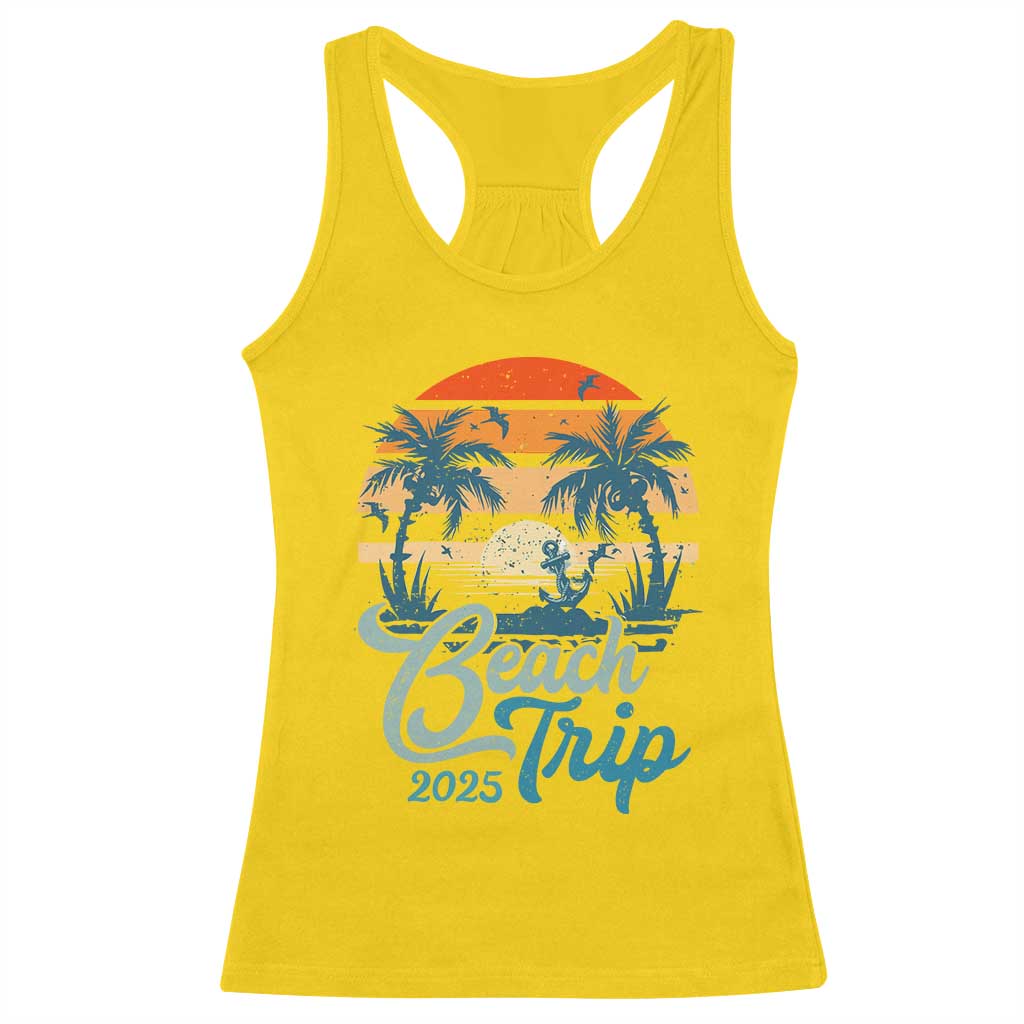 Beach Trip 2025 Racerback Tank Top Summer Vacation Vintage 70's Retro TS10 Daisy Print Your Wear