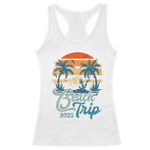 Beach Trip 2025 Racerback Tank Top Summer Vacation Vintage 70's Retro TS10 White Print Your Wear