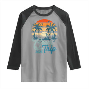 Beach Trip 2025 Raglan Shirt Summer Vacation Vintage 70's Retro TS10 Sport Gray Black Print Your Wear